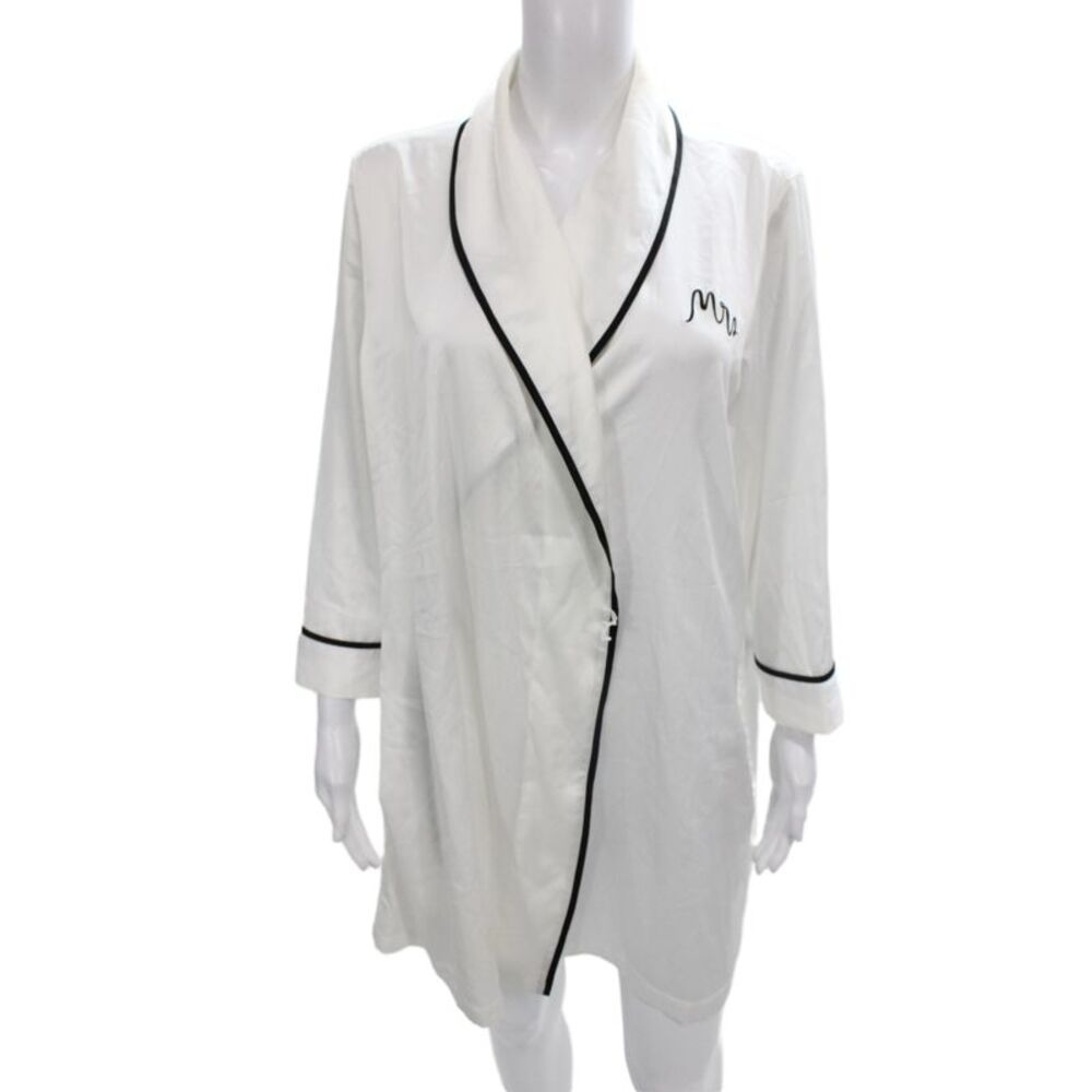 Kate Spade New York Womens Cowl Neck Long Sleeve Robe White Size Medium